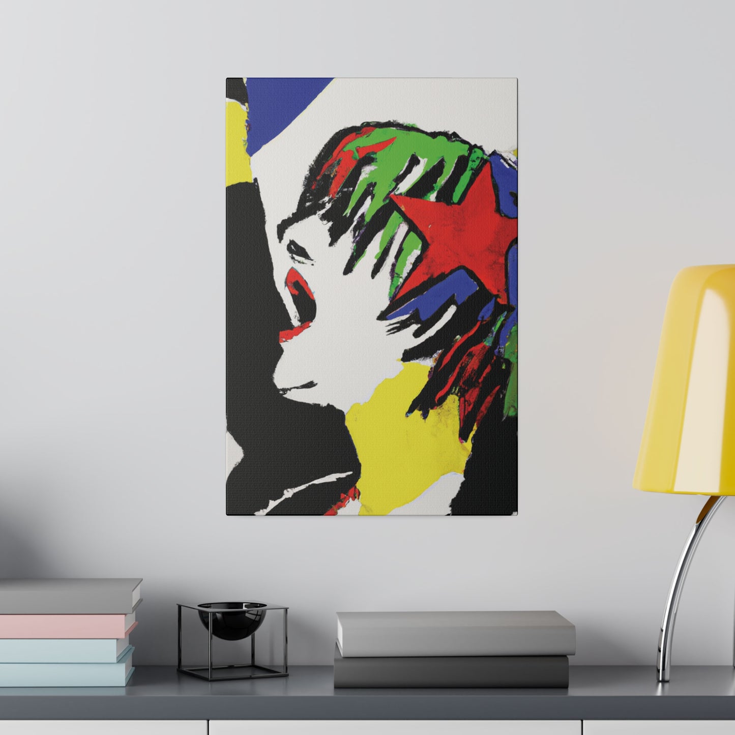 5673W - Rockstar Painting Print | Face | Abstract | Poster | Home Decor | Wall Art | Music Art | Canvas