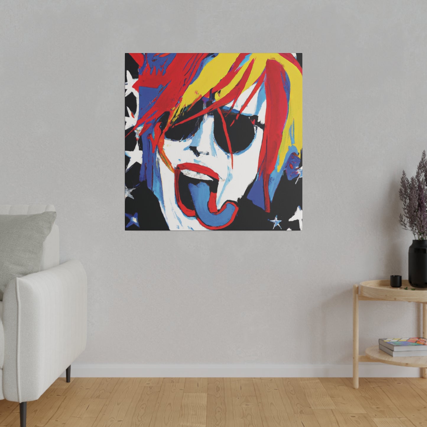 5376Y - Rockstar Painting Print | Face | Abstract | Poster | Home Decor | Wall Art | Music Art | Canvas