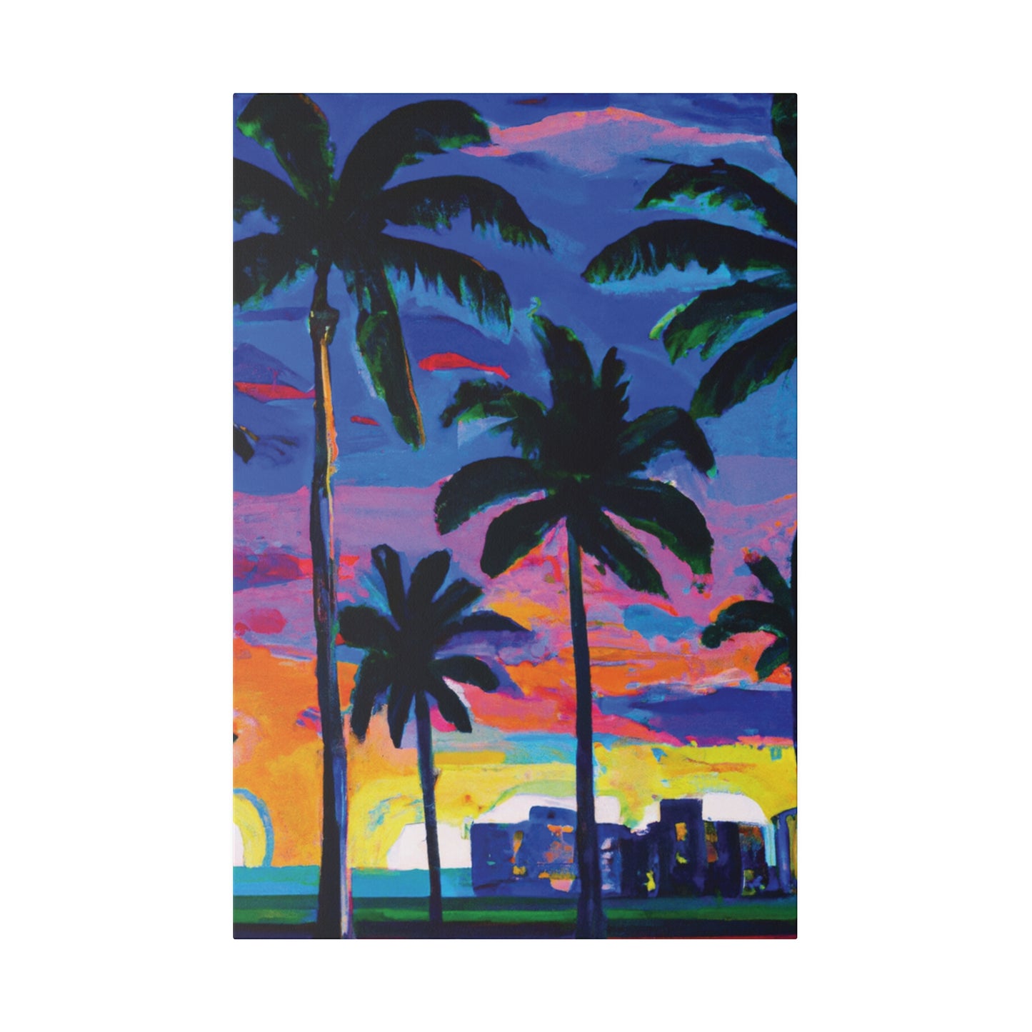 4621L - Miami Beach Sunset Painting Print | Miami | Beach | Sunset | Poster | Home Decor | Wall Art | Canvas