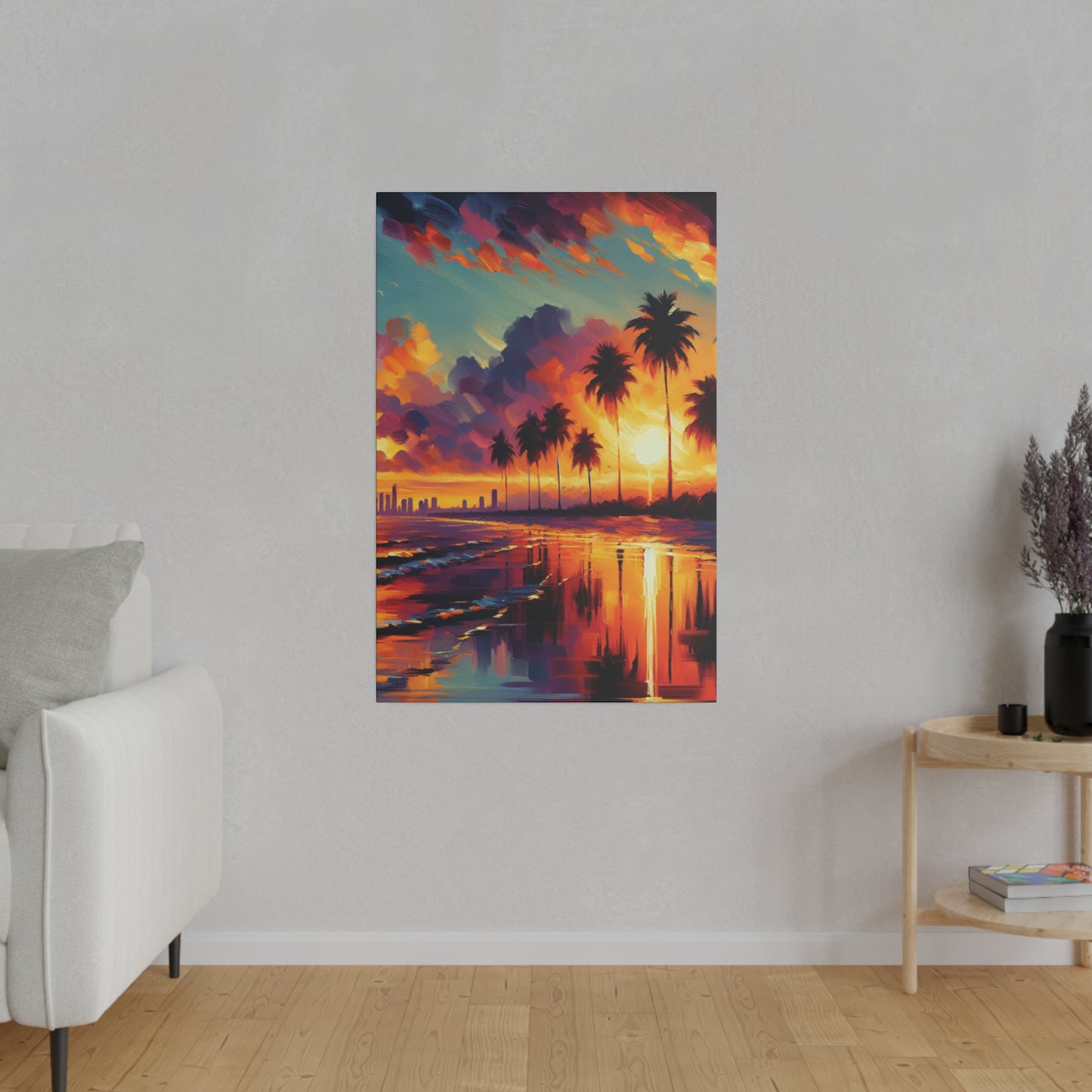 6720B - miami beach art, sunset background, ocean art work, beach art work, sunset designs, miami beach painting, miami beach print