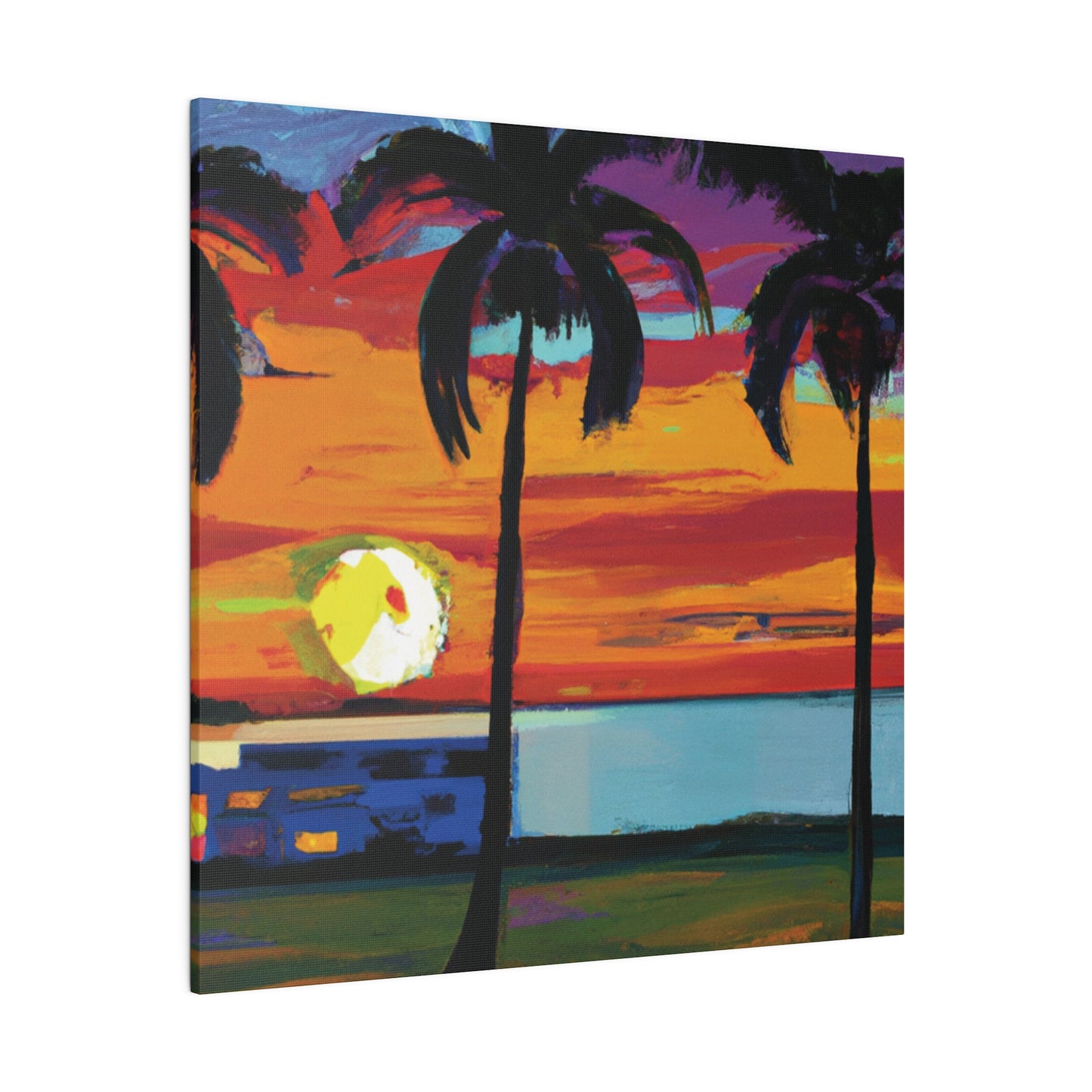 1676M - Miami Beach Sunset Painting Print | Miami | Beach | Sunset | Poster | Home Decor | Wall Art | Canvas