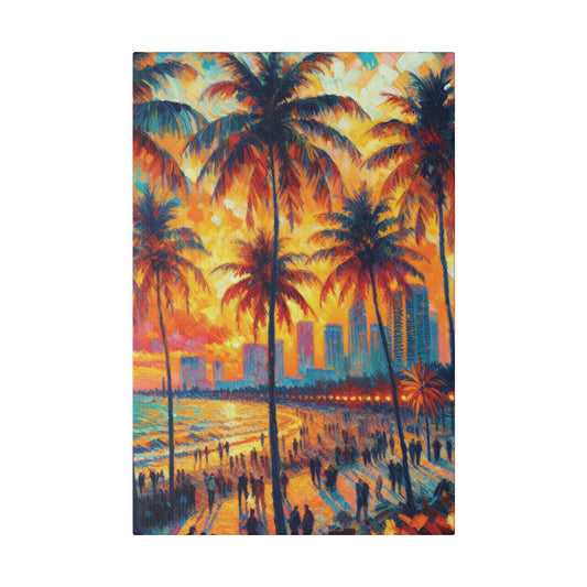 5318W - miami beach art, sunset background, ocean art work, beach art work, sunset designs, miami beach painting, miami beach print