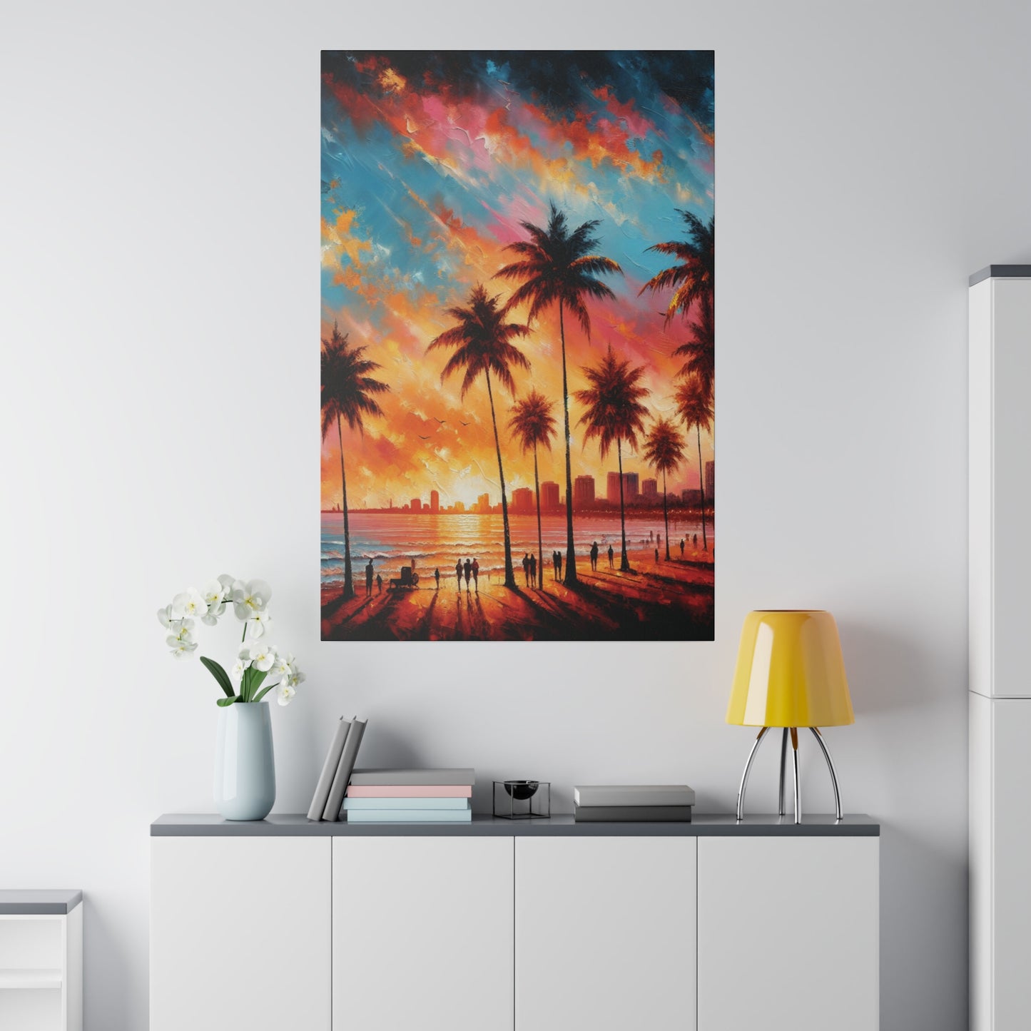 3567B - miami beach art, sunset background, ocean art work, beach art work, sunset designs, miami beach painting, miami beach print