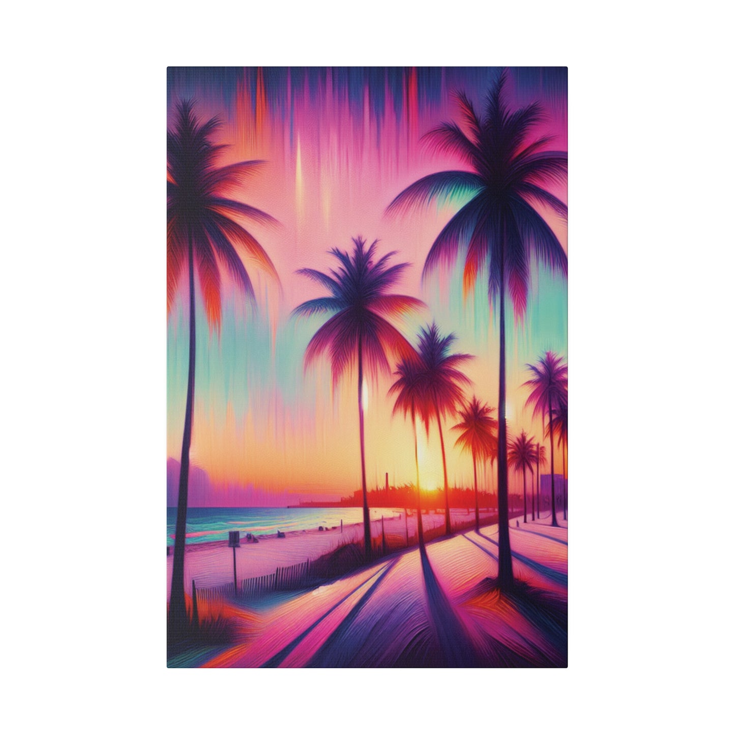 7892Z - miami beach art, sunset background, ocean art work, beach art work, sunset designs, miami beach painting, miami beach print