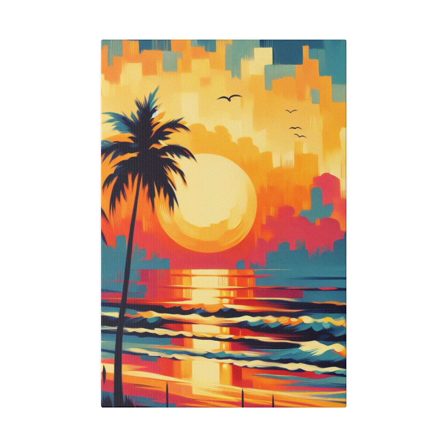 6284F - Miami Beach Sunset Painting Print | Miami | Beach | Sunset | Poster | Home Decor | Wall Art | Canvas