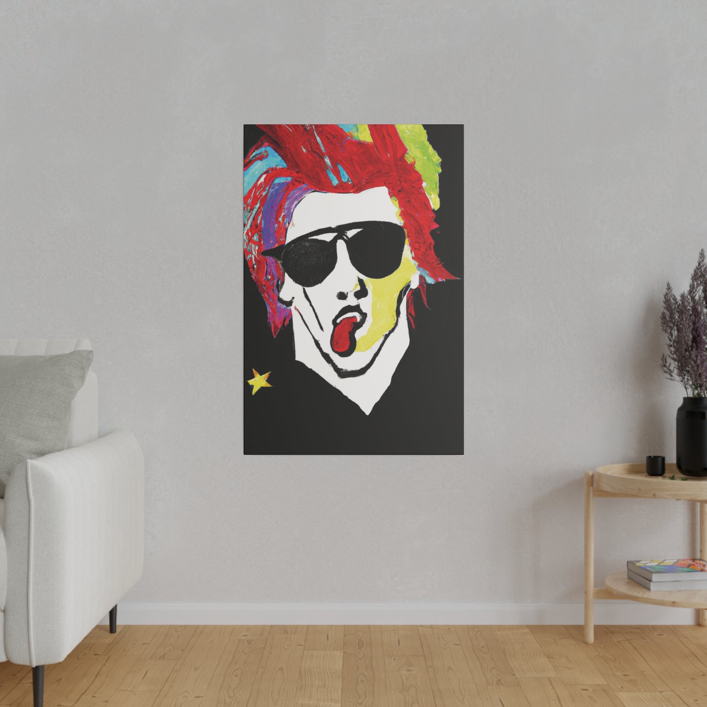 7799D - Rockstar Painting Print | Face | Abstract | Poster | Home Decor | Wall Art | Music Art | Canvas