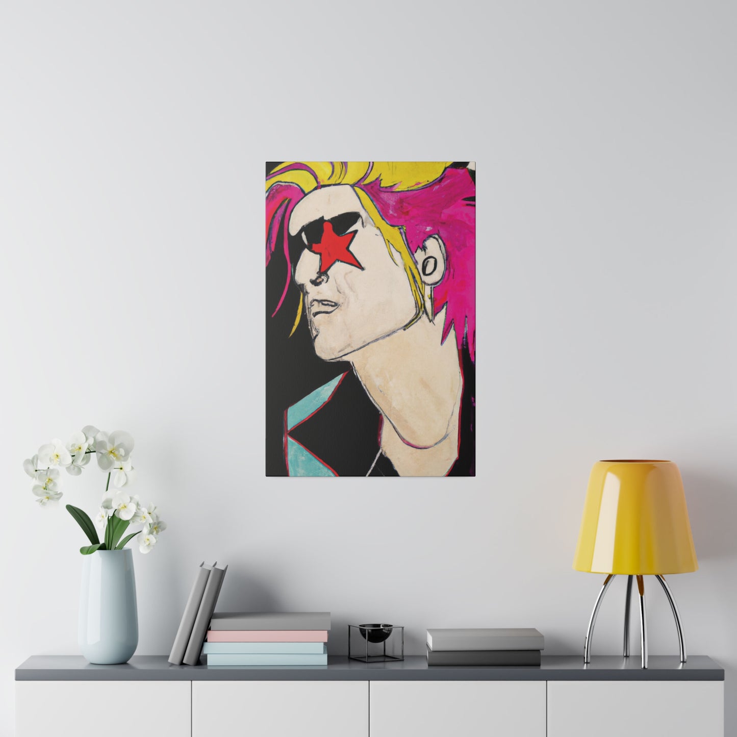 1845V - Rockstar Painting Print | Face | Abstract | Poster | Home Decor | Wall Art | Music Art | Canvas