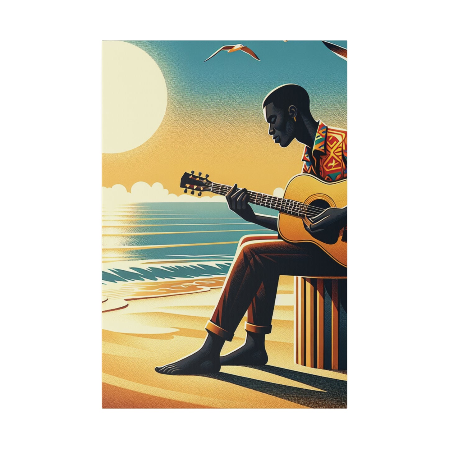 3127J - music art work, musician gift ideas, sunset background, sunset designs, ocean art work, beach art work, guitar art work, guitar player