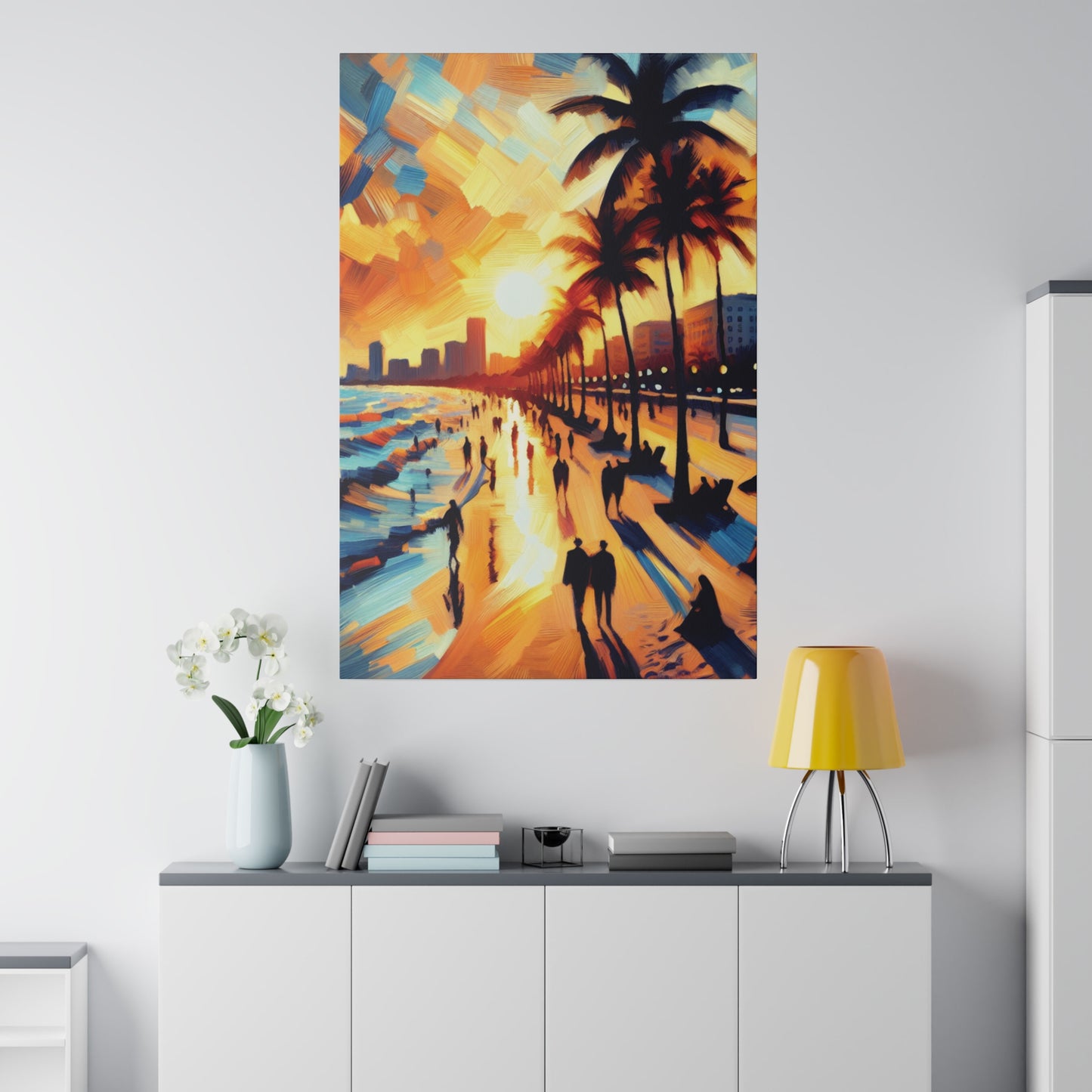 7846G - Miami Beach Sunset Painting Print | Miami | Beach | Sunset | Poster | Home Decor | Wall Art | Canvas