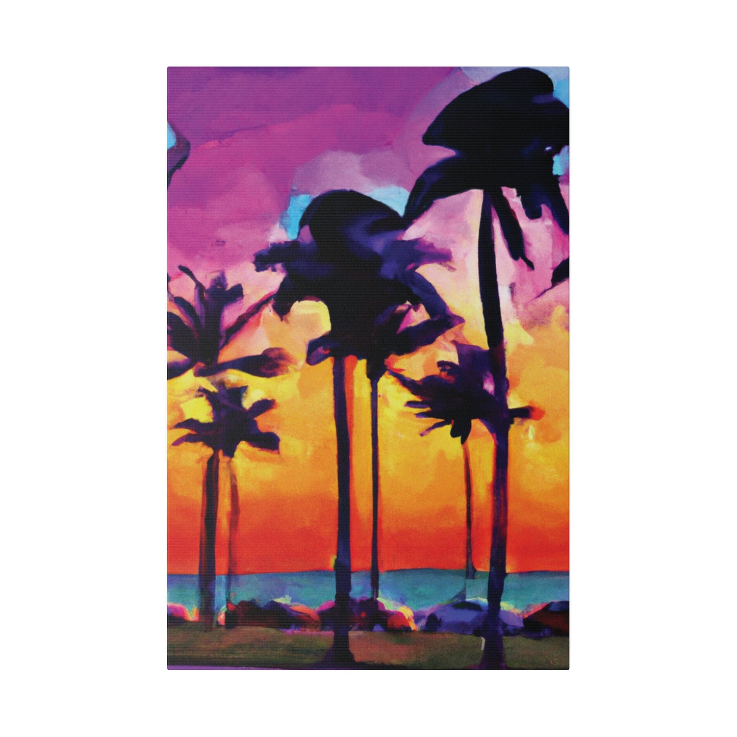 9824V - Miami Beach Sunset Painting Print | Miami | Beach | Sunset | Poster | Home Decor | Wall Art | Canvas