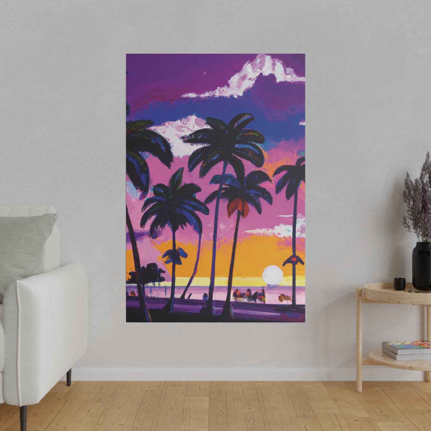 3714A - Miami Beach Sunset Painting Print | Miami | Beach | Sunset | Poster | Home Decor | Wall Art | Canvas