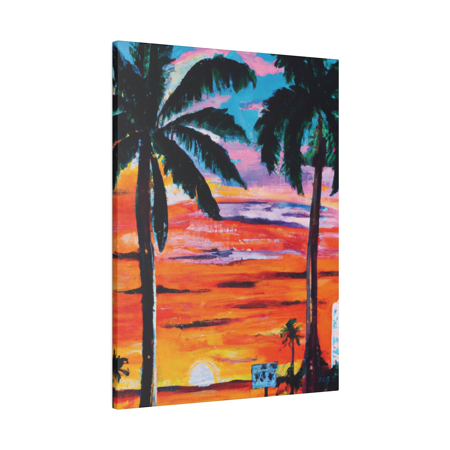 7358V - Miami Beach Sunset Painting Print | Miami | Beach | Sunset | Poster | Home Decor | Wall Art | Canvas