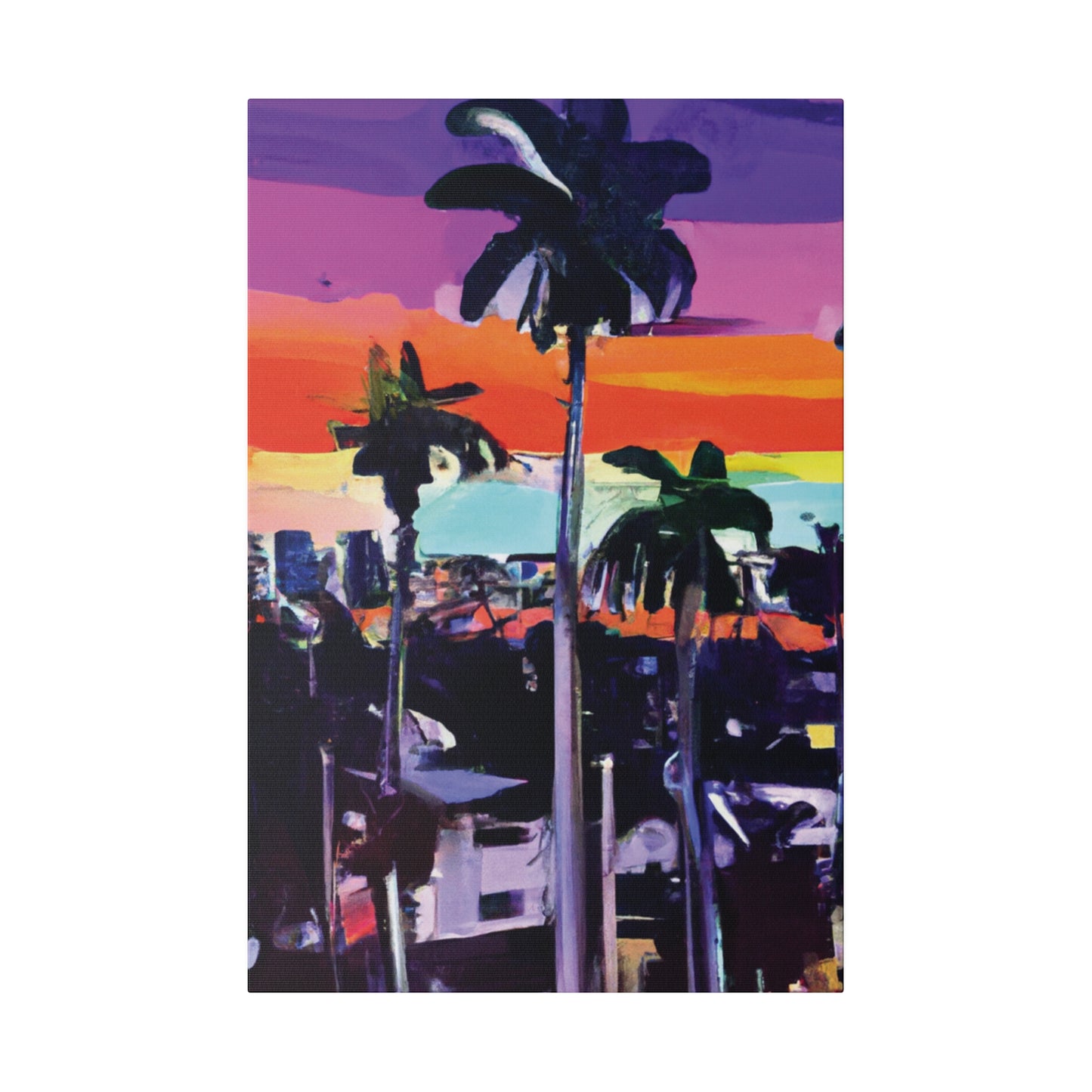 8668T - Miami Beach Sunset Painting Print | Miami | Beach | Sunset | Poster | Home Decor | Wall Art | Canvas