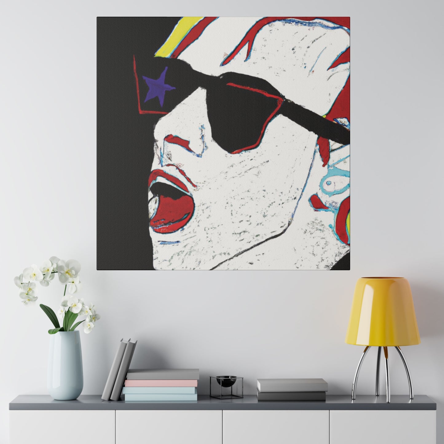 1889X - Rockstar Painting Print | Face | Abstract | Poster | Home Decor | Wall Art | Music Art | Canvas