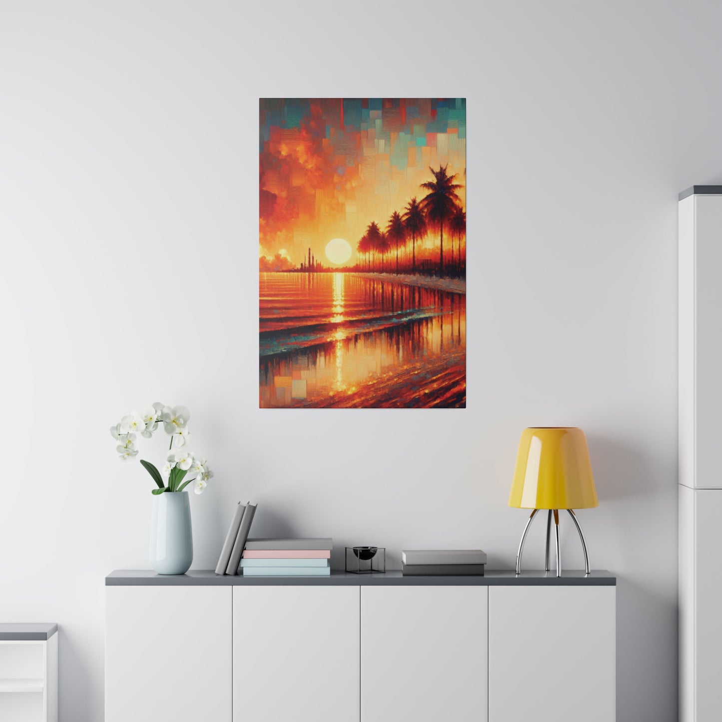 4172M - miami beach art, sunset background, ocean art work, beach art work, sunset designs, miami beach painting, miami beach print