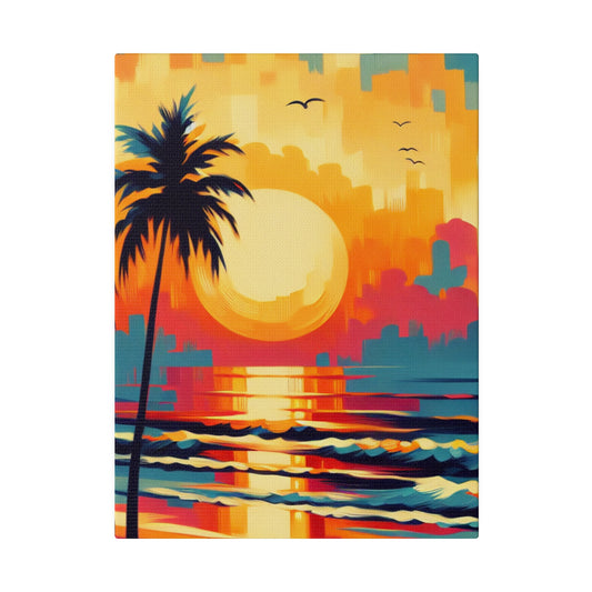 6284F - Miami Beach Sunset Painting Print | Miami | Beach | Sunset | Poster | Home Decor | Wall Art | Canvas