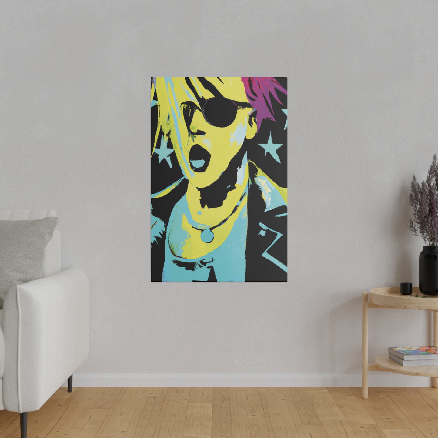 432K - Rockstar Painting Print | Face | Abstract | Poster | Home Decor | Wall Art | Music Art | Canvas