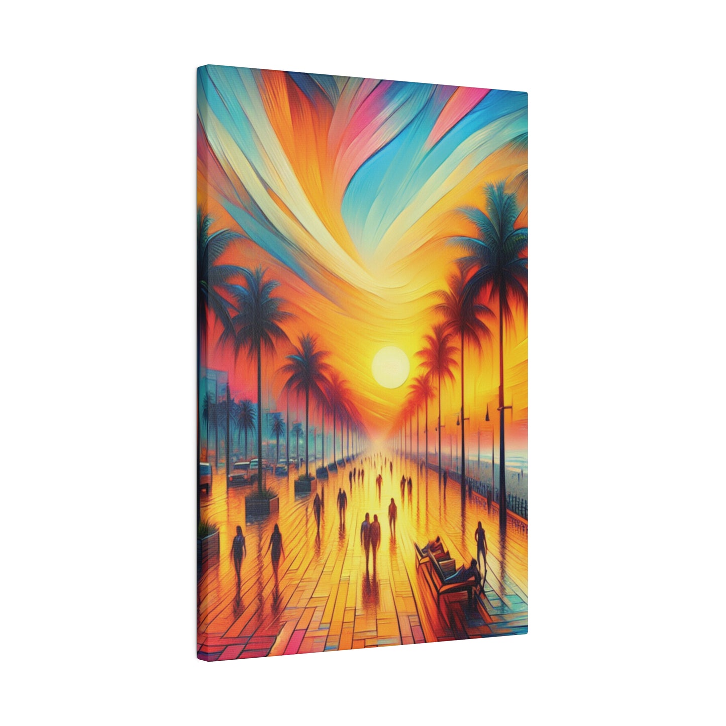 5683C - miami beach art, sunset background, ocean art work, beach art work, sunset designs, miami beach painting, miami beach print