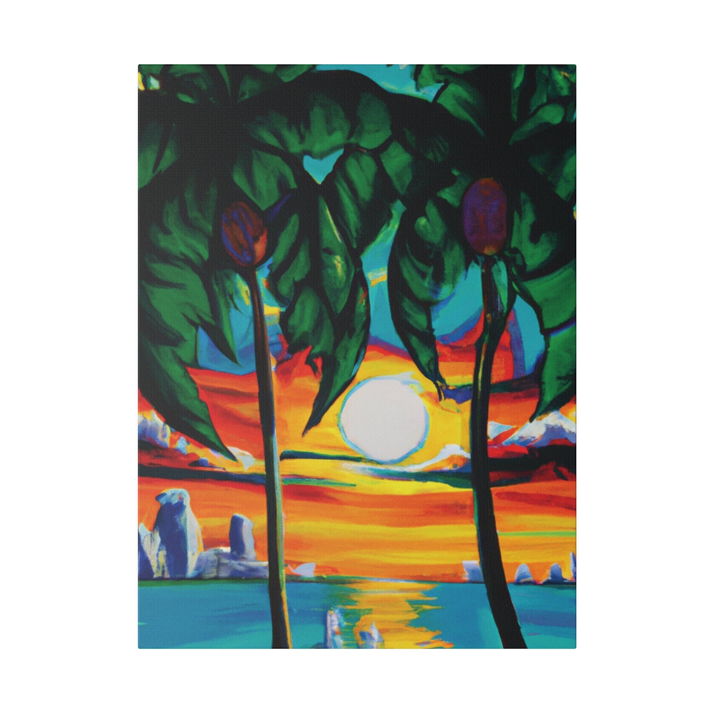 7643V - Miami Beach Sunset Painting Print | Miami | Beach | Sunset | Poster | Home Decor | Wall Art | Canvas