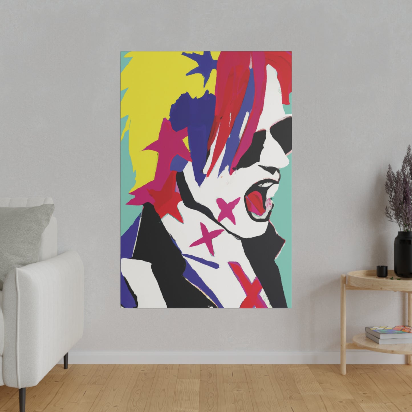 2548K - Rockstar Painting Print | Face | Abstract | Poster | Home Decor | Wall Art | Music Art | Canvas