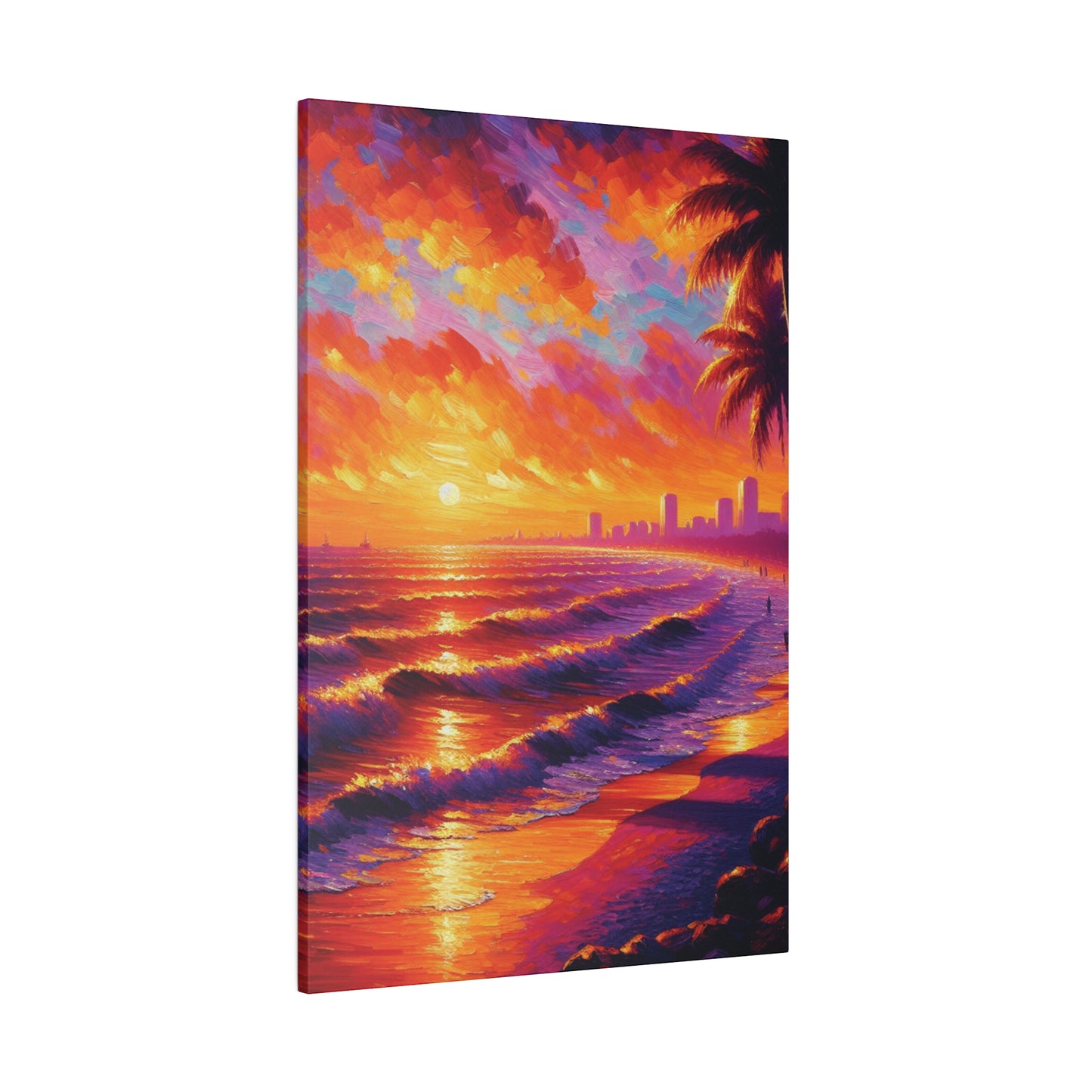 7543E - miami beach art, sunset background, ocean art work, beach art work, sunset designs, miami beach painting, miami beach print