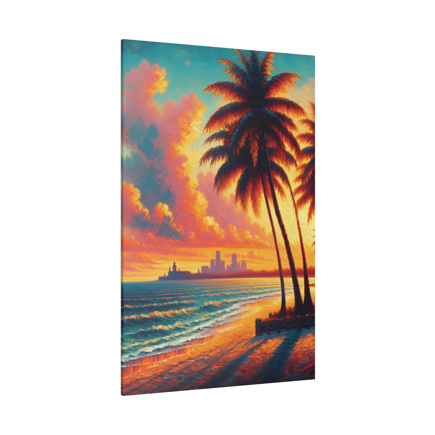 4593M - miami beach art, sunset background, ocean art work, beach art work, sunset designs, miami beach painting, miami beach print