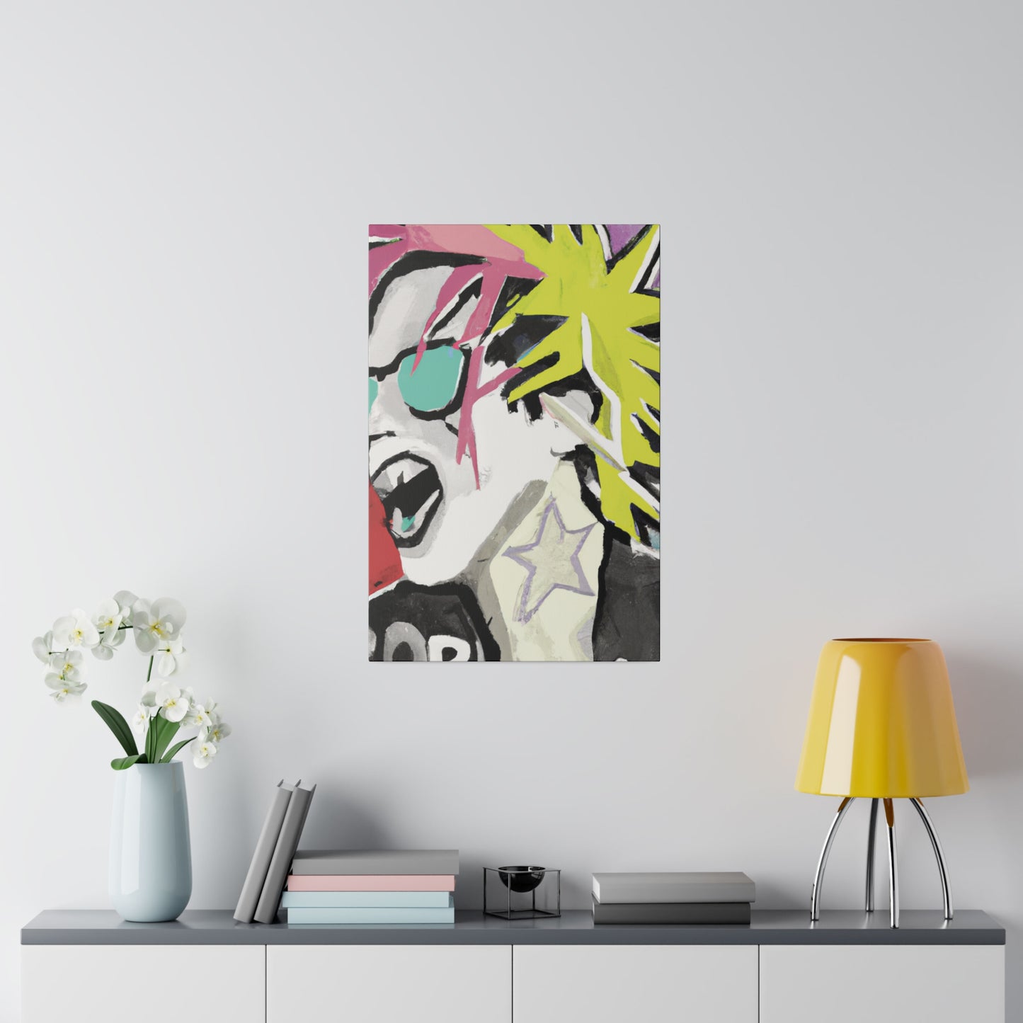 9589K - Rockstar Painting Print | Face | Abstract | Poster | Home Decor | Wall Art | Music Art | Canvas