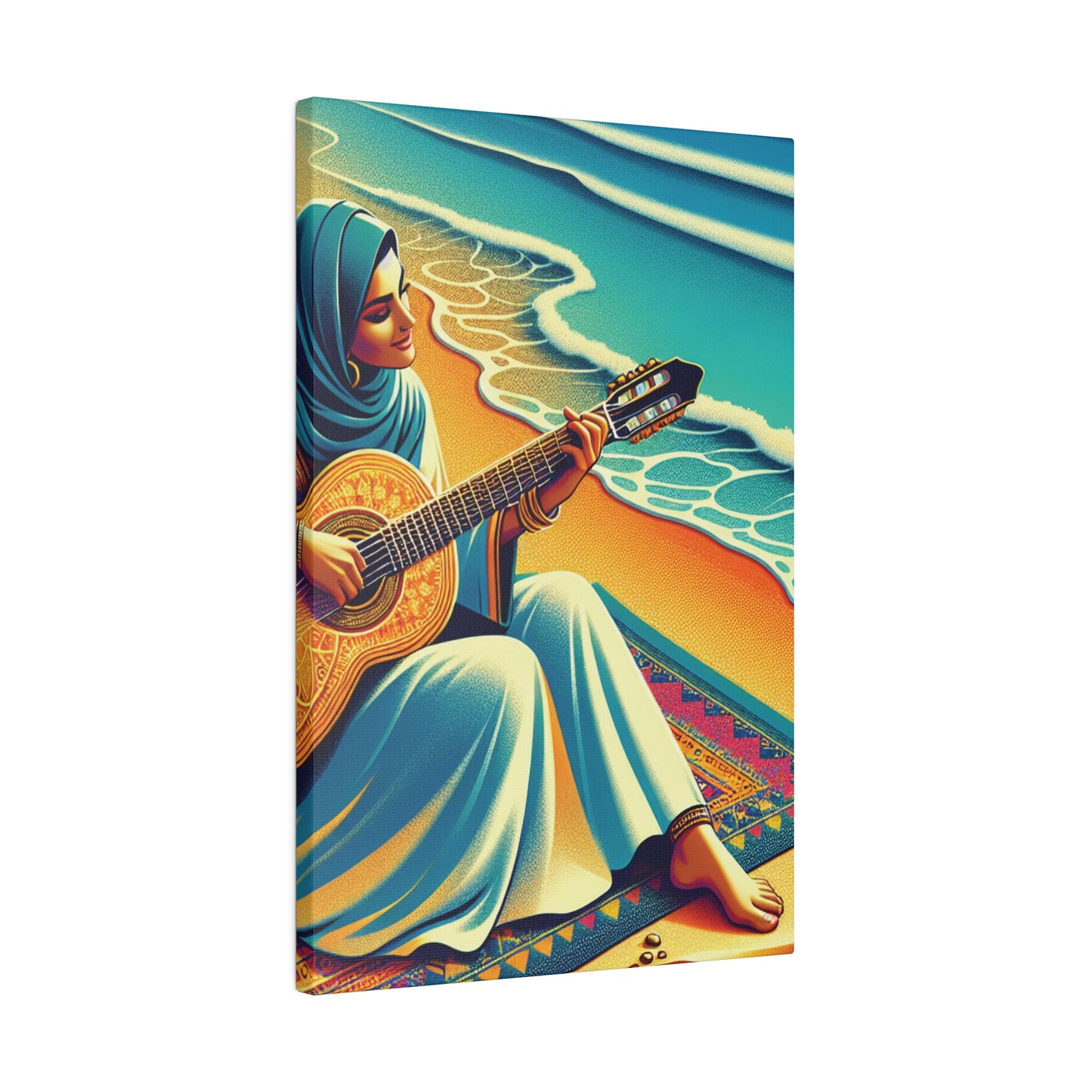 3129B - music art work, musician gift ideas, sunset background, sunset designs, ocean art work, beach art work, guitar art work, guitar player