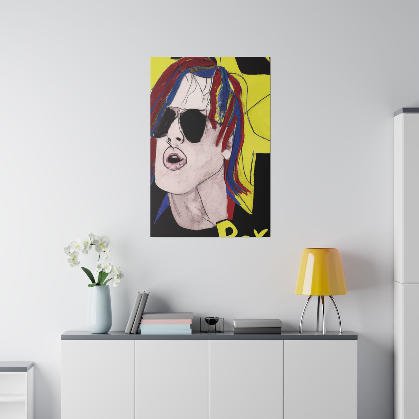 5296W - Rockstar Painting Print | Face | Abstract | Poster | Home Decor | Wall Art | Music Art | Canvas