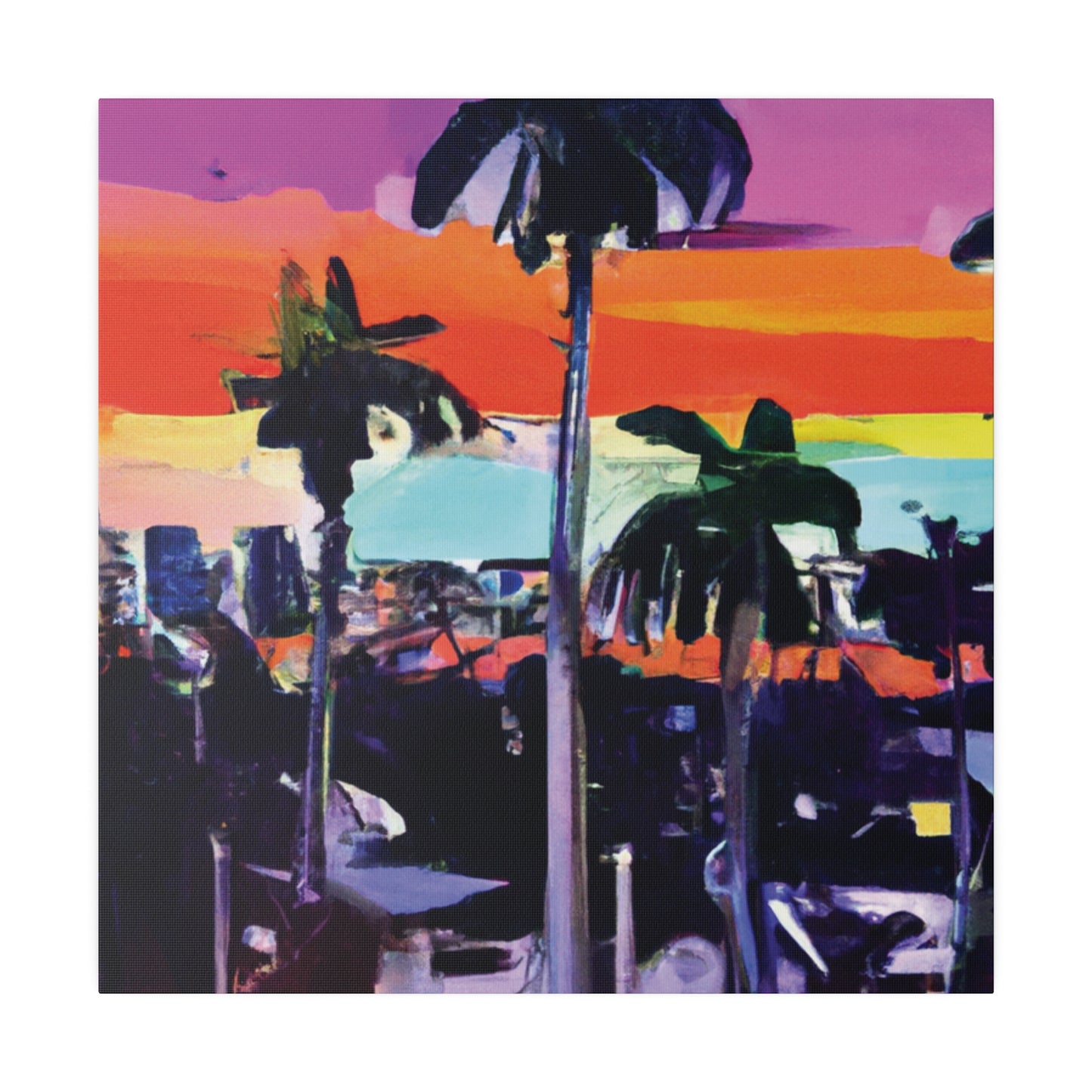 8668T - Miami Beach Sunset Painting Print | Miami | Beach | Sunset | Poster | Home Decor | Wall Art | Canvas