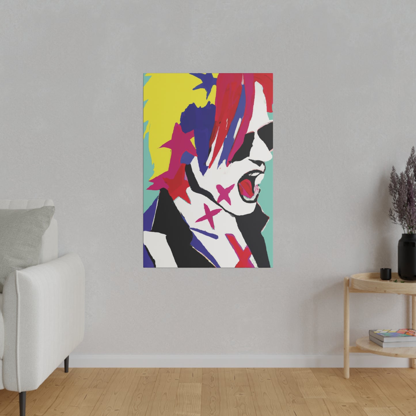 2548K - Rockstar Painting Print | Face | Abstract | Poster | Home Decor | Wall Art | Music Art | Canvas