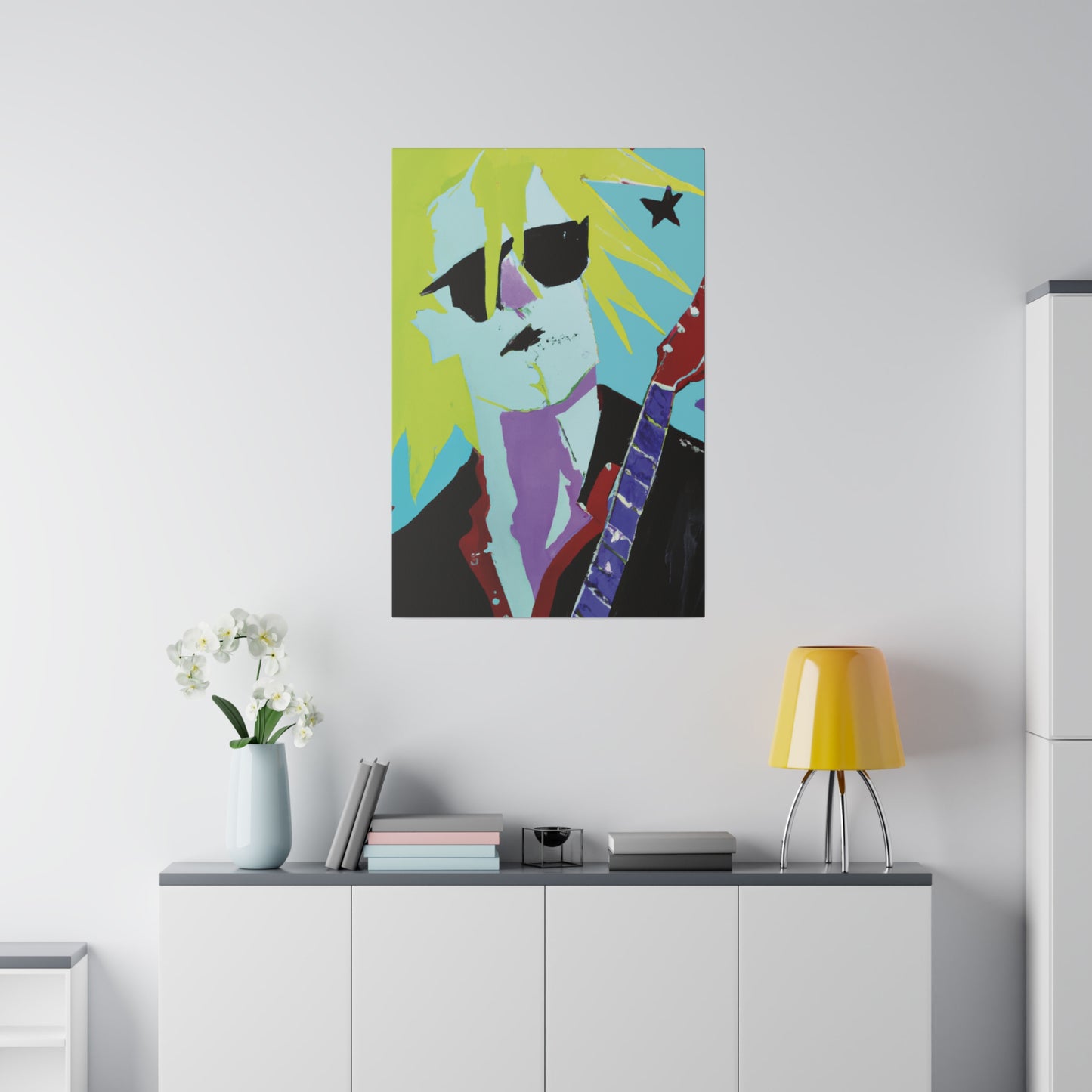 8267F - Rockstar Painting Print | Face | Abstract | Poster | Home Decor | Wall Art | Music Art | Canvas