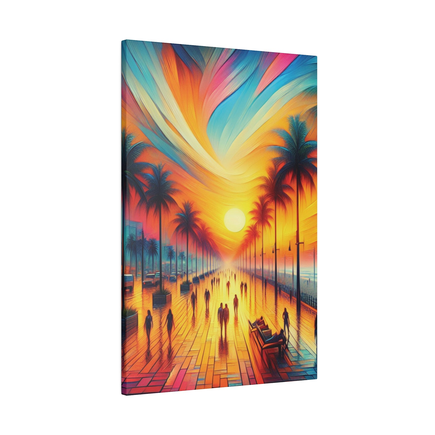 5683C - miami beach art, sunset background, ocean art work, beach art work, sunset designs, miami beach painting, miami beach print