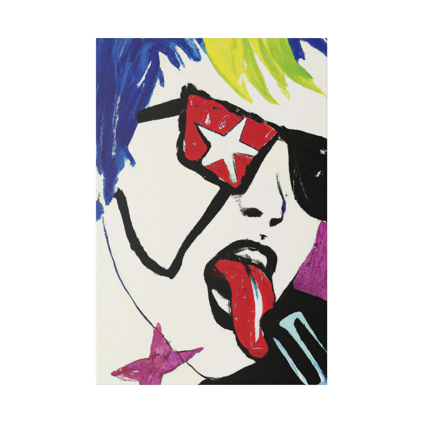 2035C - Rockstar Painting Print | Face | Abstract | Poster | Home Decor | Wall Art | Music Art | Canvas