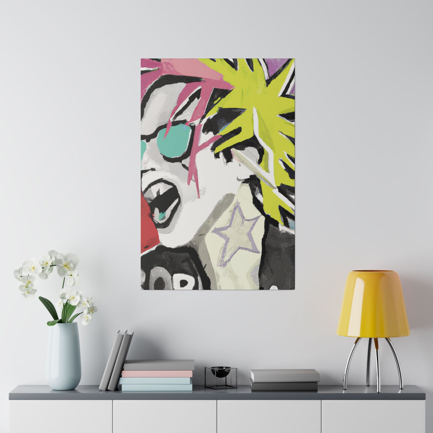 9589K - Rockstar Painting Print | Face | Abstract | Poster | Home Decor | Wall Art | Music Art | Canvas