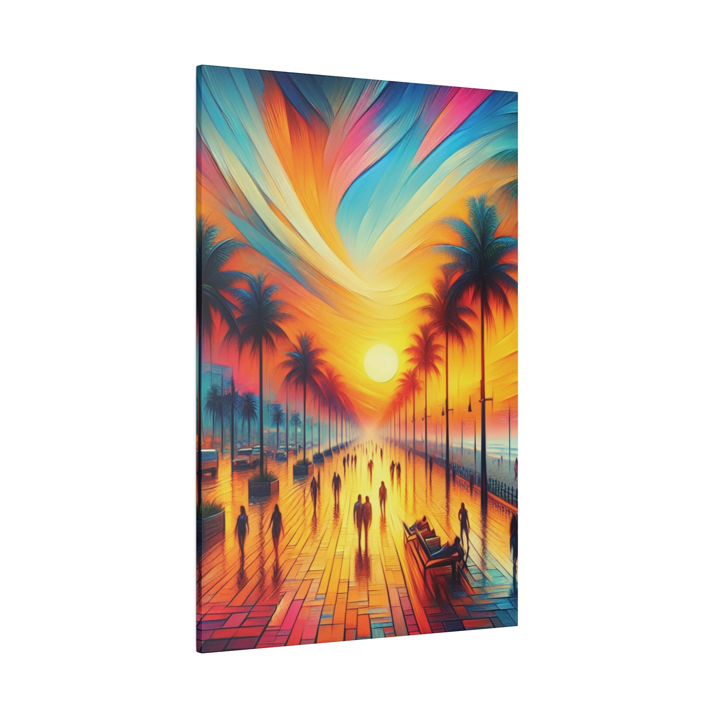 5683C - miami beach art, sunset background, ocean art work, beach art work, sunset designs, miami beach painting, miami beach print