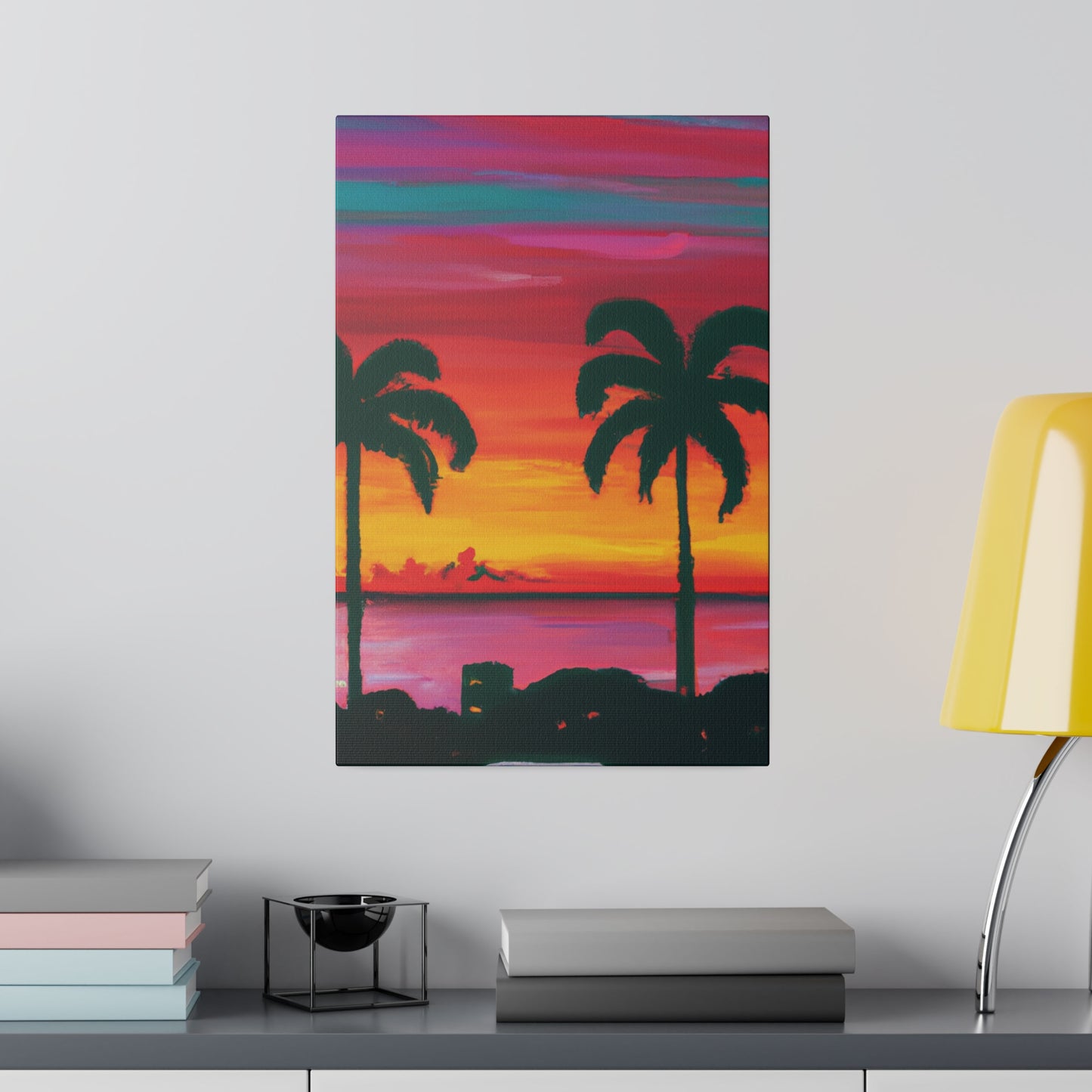 3275A - Miami Beach Sunset Painting Print | Miami | Beach | Sunset | Poster | Home Decor | Wall Art | Canvas