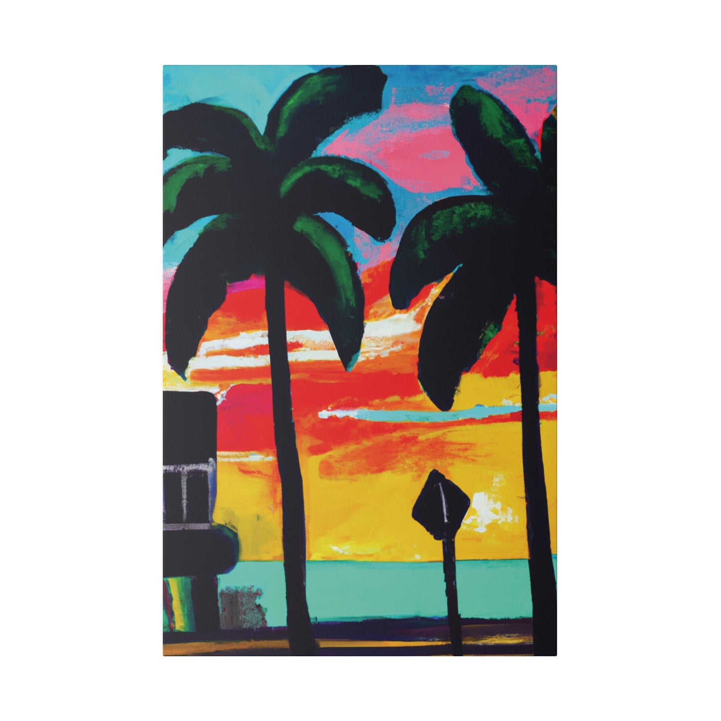 9346Y - Miami Beach Sunset Painting Print | Miami | Beach | Sunset | Poster | Home Decor | Wall Art | Canvas