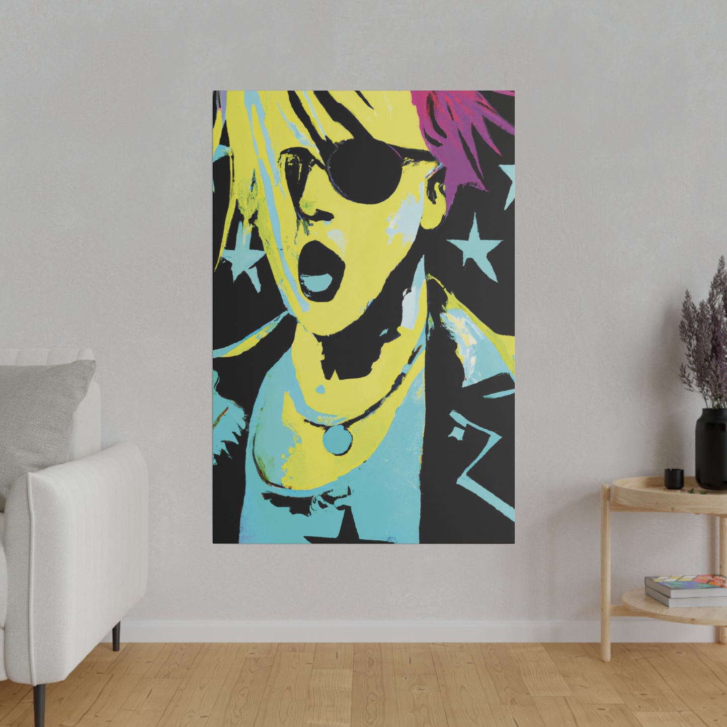 432K - Rockstar Painting Print | Face | Abstract | Poster | Home Decor | Wall Art | Music Art | Canvas