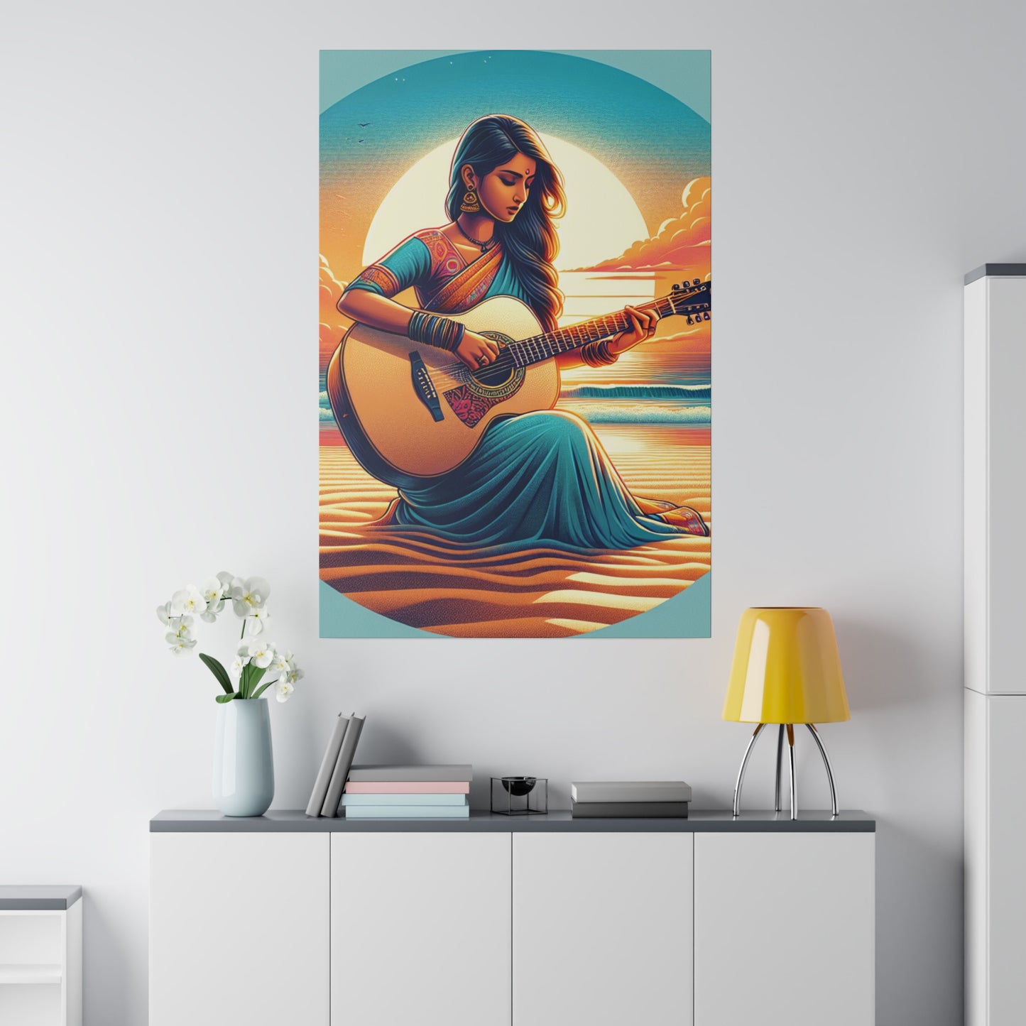 2547G - music art work, musician gift ideas, sunset background, sunset designs, ocean art work, beach art work, guitar art work, guitar player