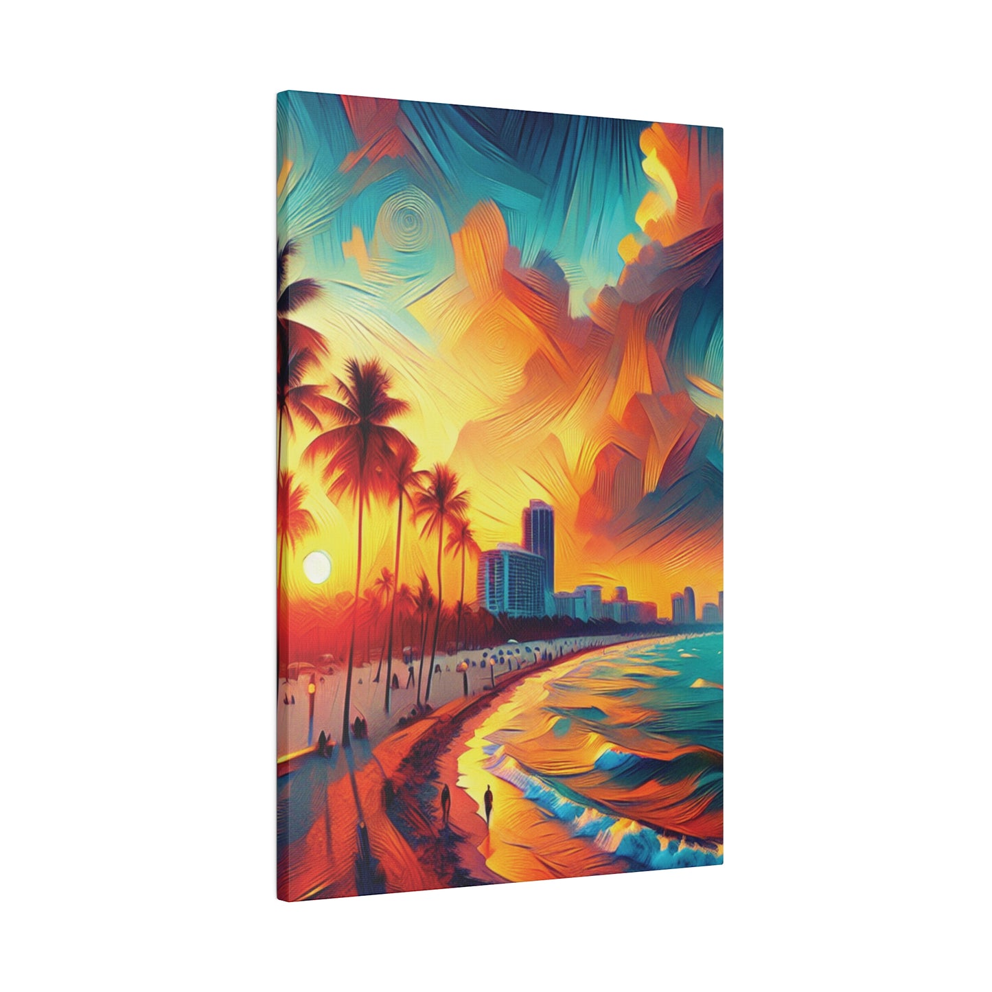 1287B - miami beach art, sunset background, ocean art work, beach art work, sunset designs, miami beach painting, miami beach print