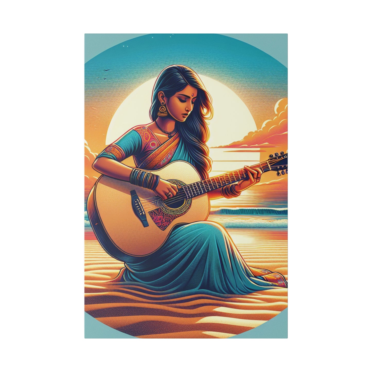 2547G - music art work, musician gift ideas, sunset background, sunset designs, ocean art work, beach art work, guitar art work, guitar player