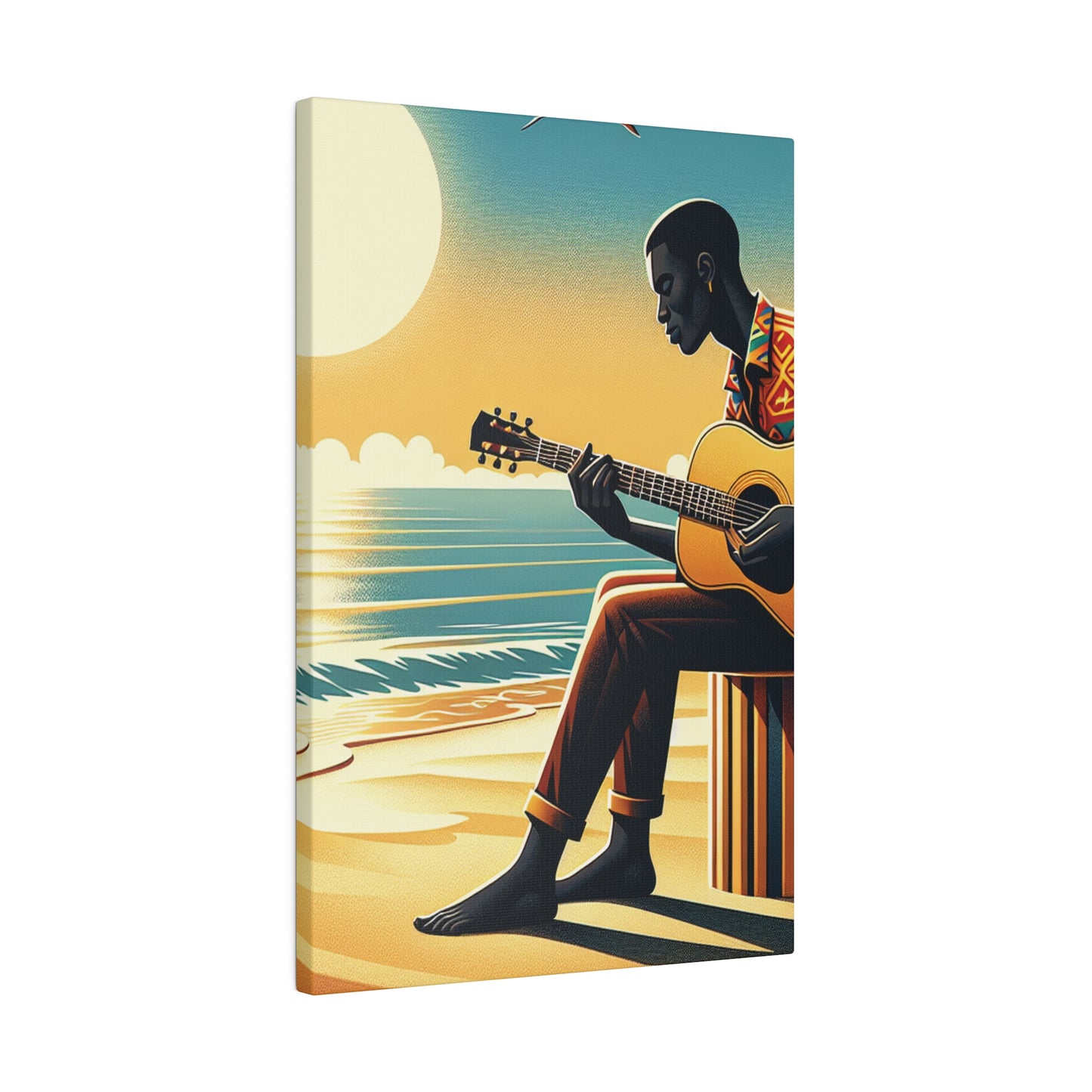 3127J - music art work, musician gift ideas, sunset background, sunset designs, ocean art work, beach art work, guitar art work, guitar player