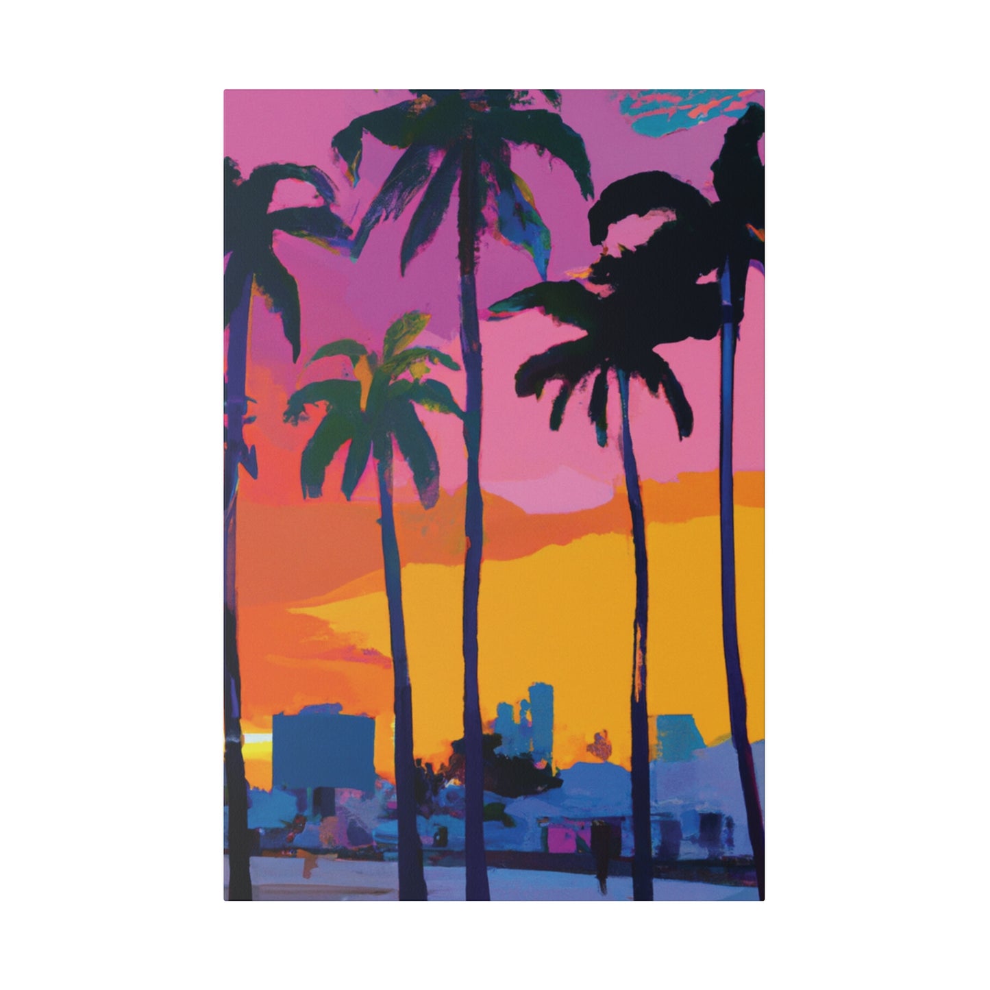 3546F - Miami Beach Sunset Painting Print | Miami | Beach | Sunset | Poster | Home Decor | Wall Art | Canvas