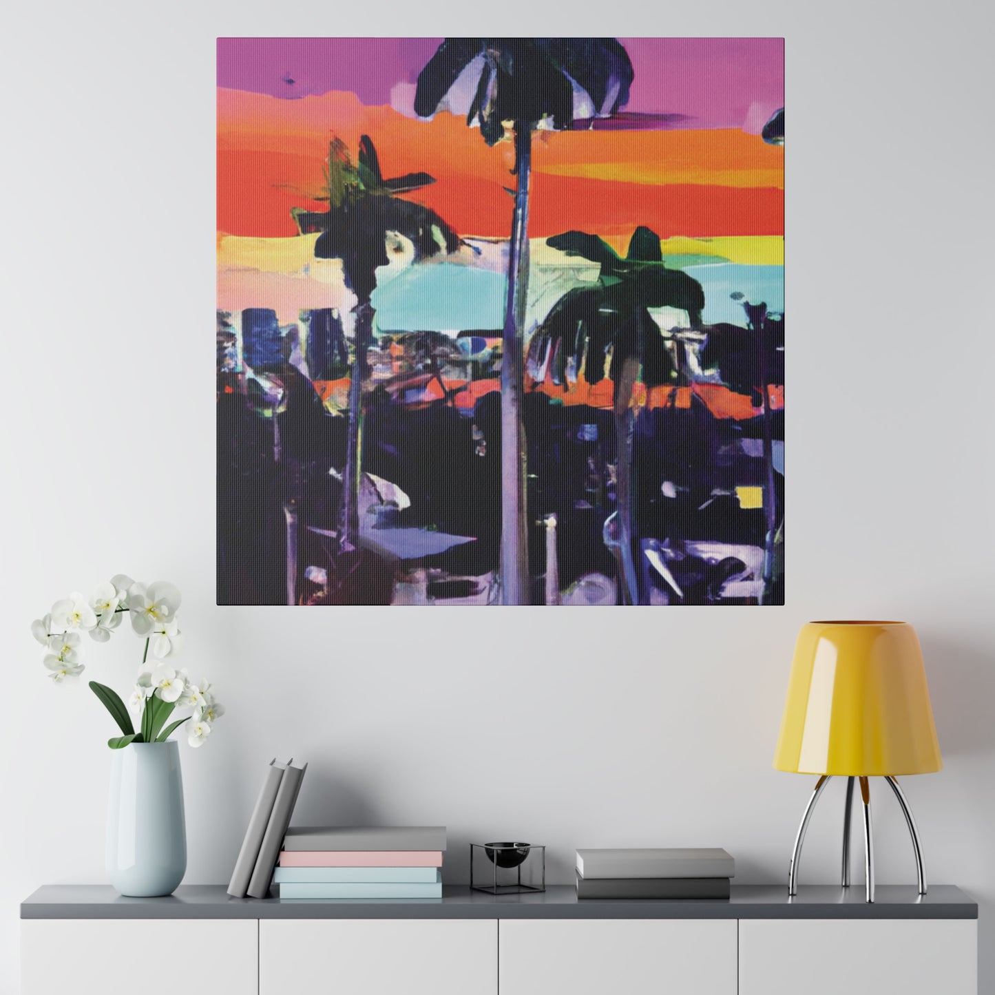 8668T - Miami Beach Sunset Painting Print | Miami | Beach | Sunset | Poster | Home Decor | Wall Art | Canvas