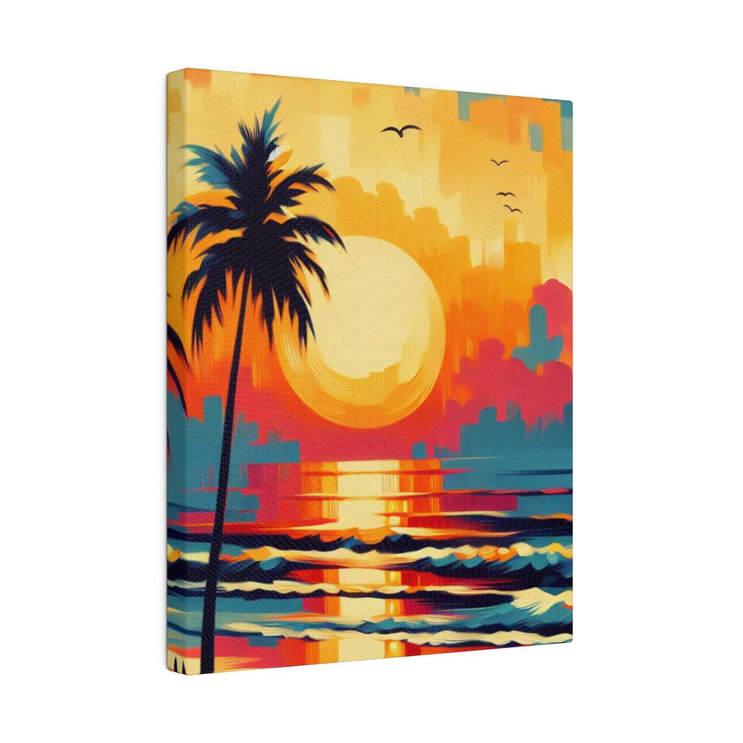 6284F - Miami Beach Sunset Painting Print | Miami | Beach | Sunset | Poster | Home Decor | Wall Art | Canvas