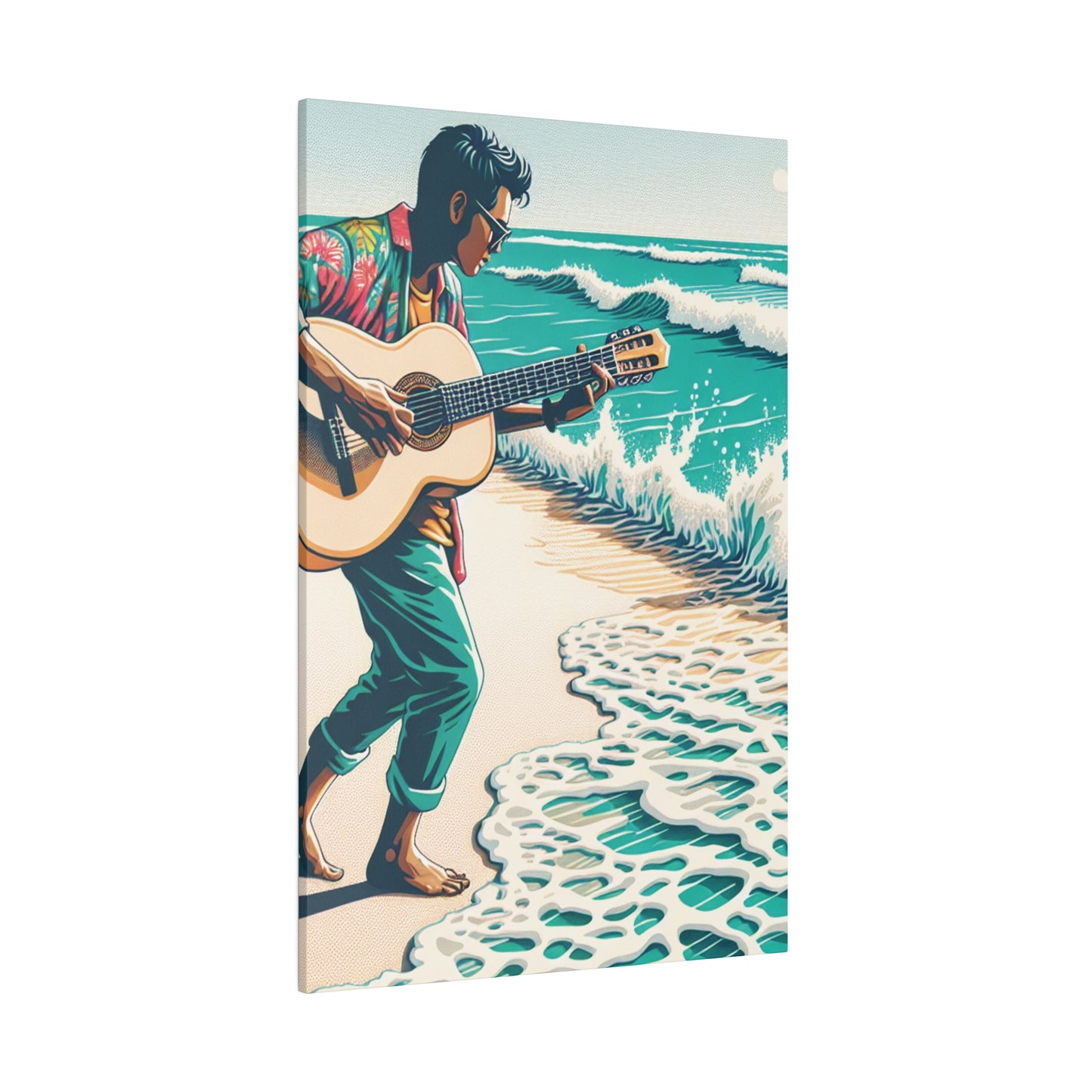 3826J - music art work, musician gift ideas, sunset background, sunset designs, ocean art work, beach art work, guitar art work, guitar player