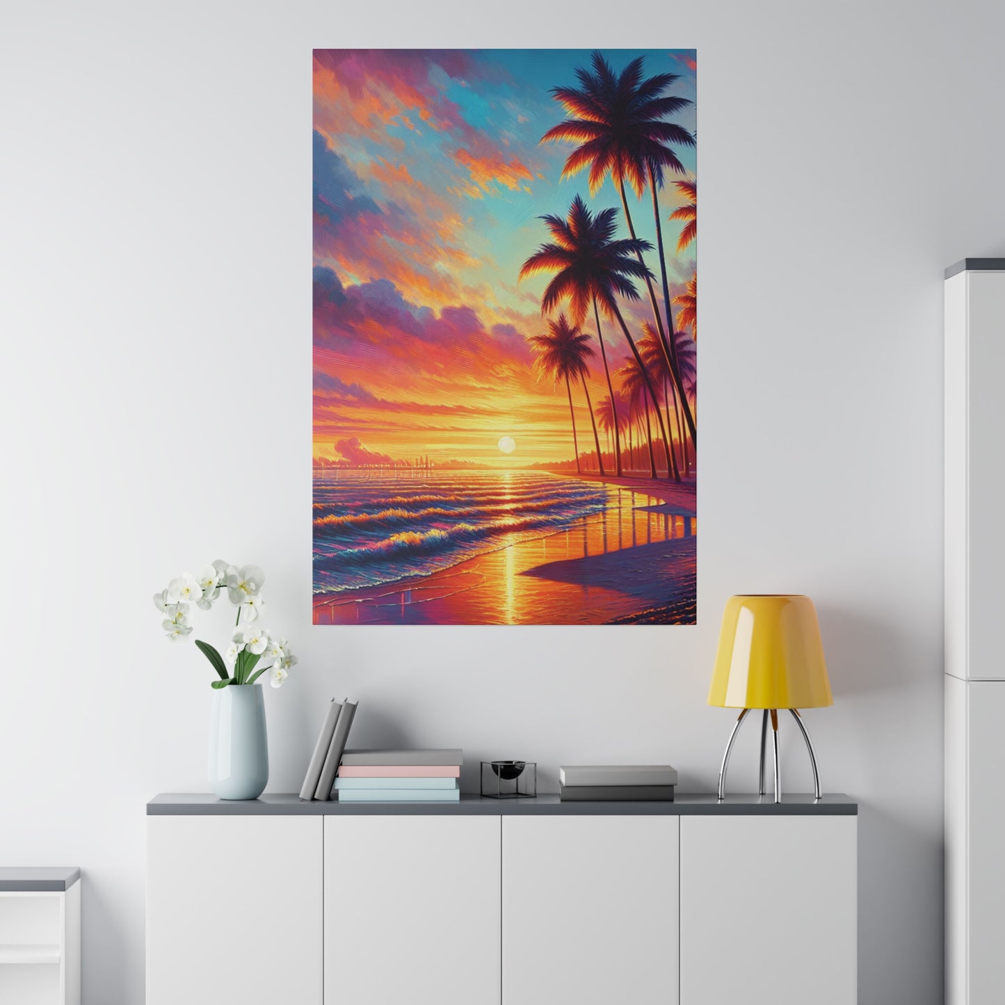 2398K - miami beach art, sunset background, ocean art work, beach art work, sunset designs, miami beach painting, miami beach print