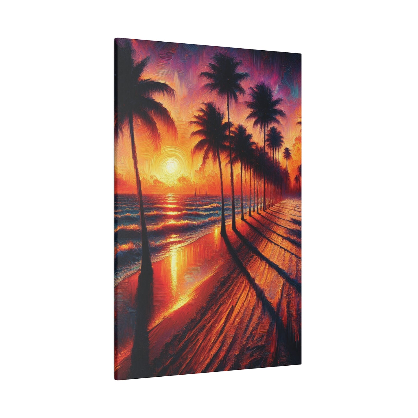 7132Q - miami beach art, sunset background, ocean art work, beach art work, sunset designs, miami beach painting, miami beach print