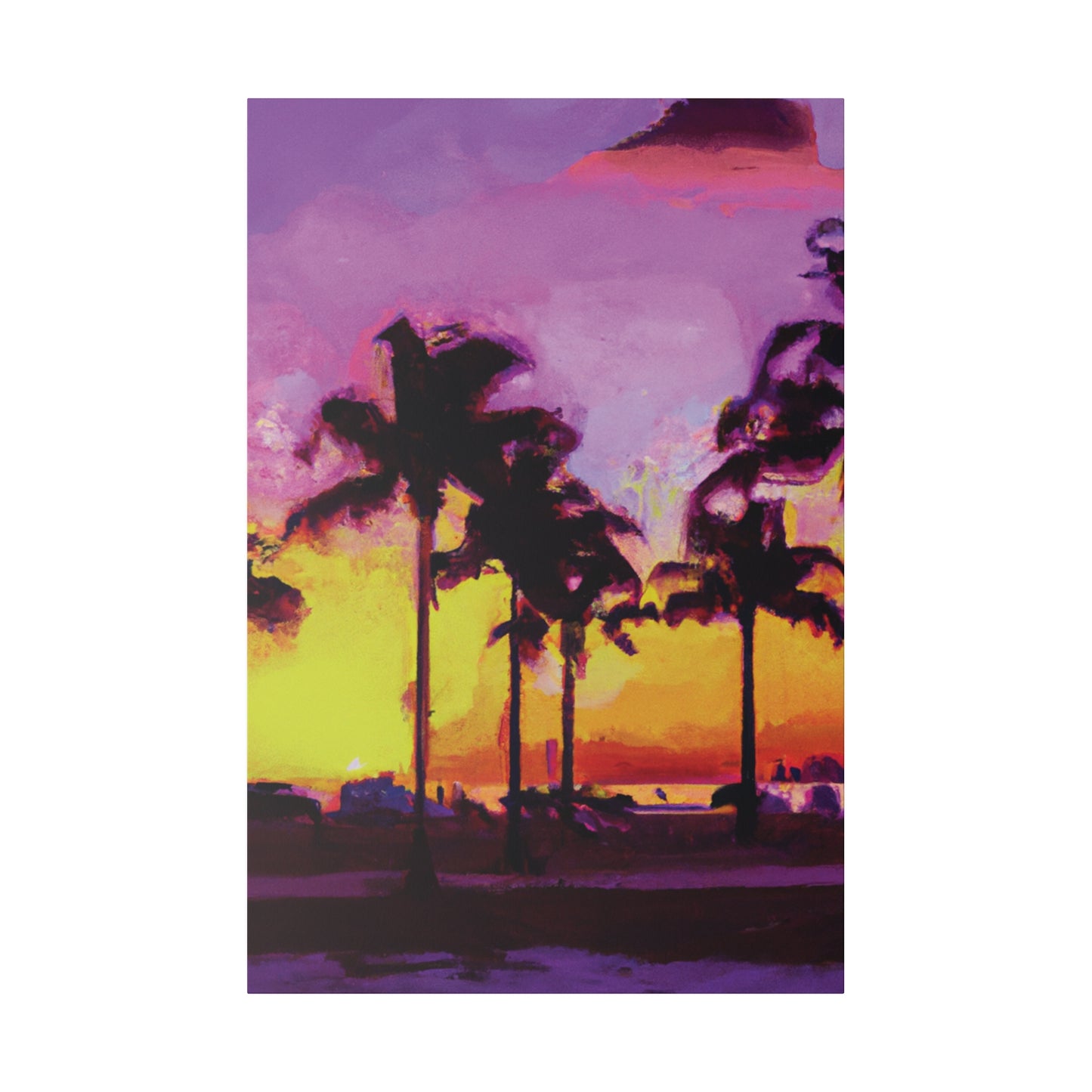 3958L - Miami Beach Sunset Painting Print | Miami | Beach | Sunset | Poster | Home Decor | Wall Art | Canvas